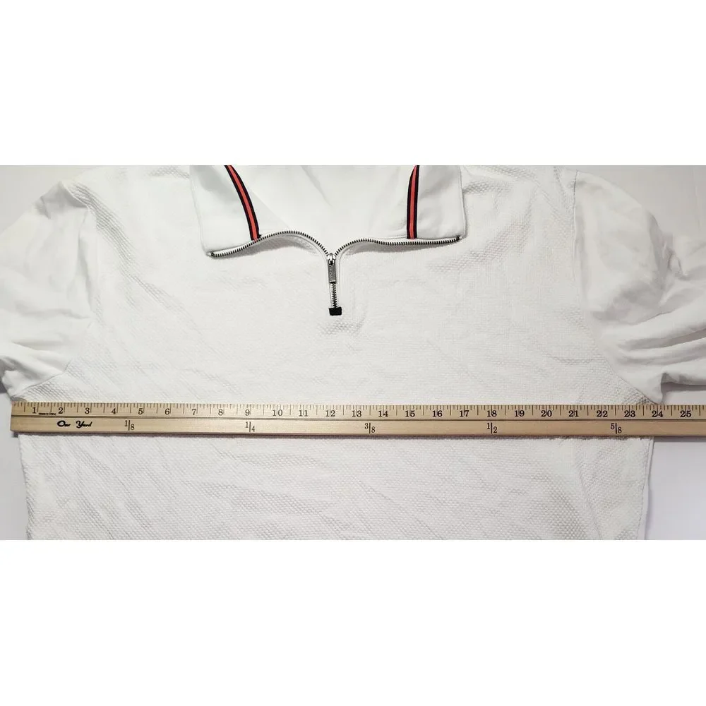 Bugatchi Mens Size XL White‎ Long Sleeve 11/4 Zip Pullover